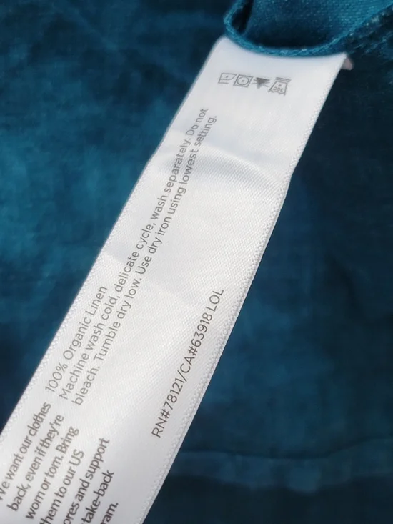 Eileen Fisher XXS Organic Linen Tiered Midi Dress Blue Square Neck Summer Beach - Picture 9 of 9